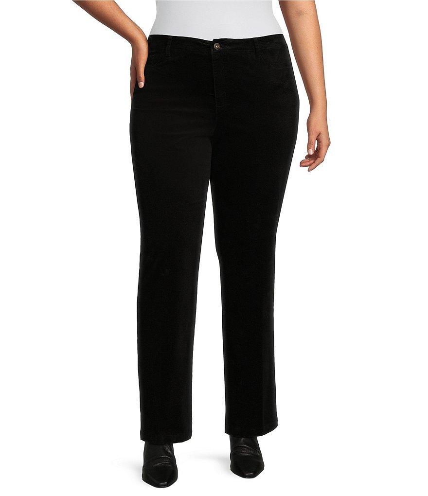 John Mark Plus Size Velour 5 Pocket Style Straight Leg Pant Product Image