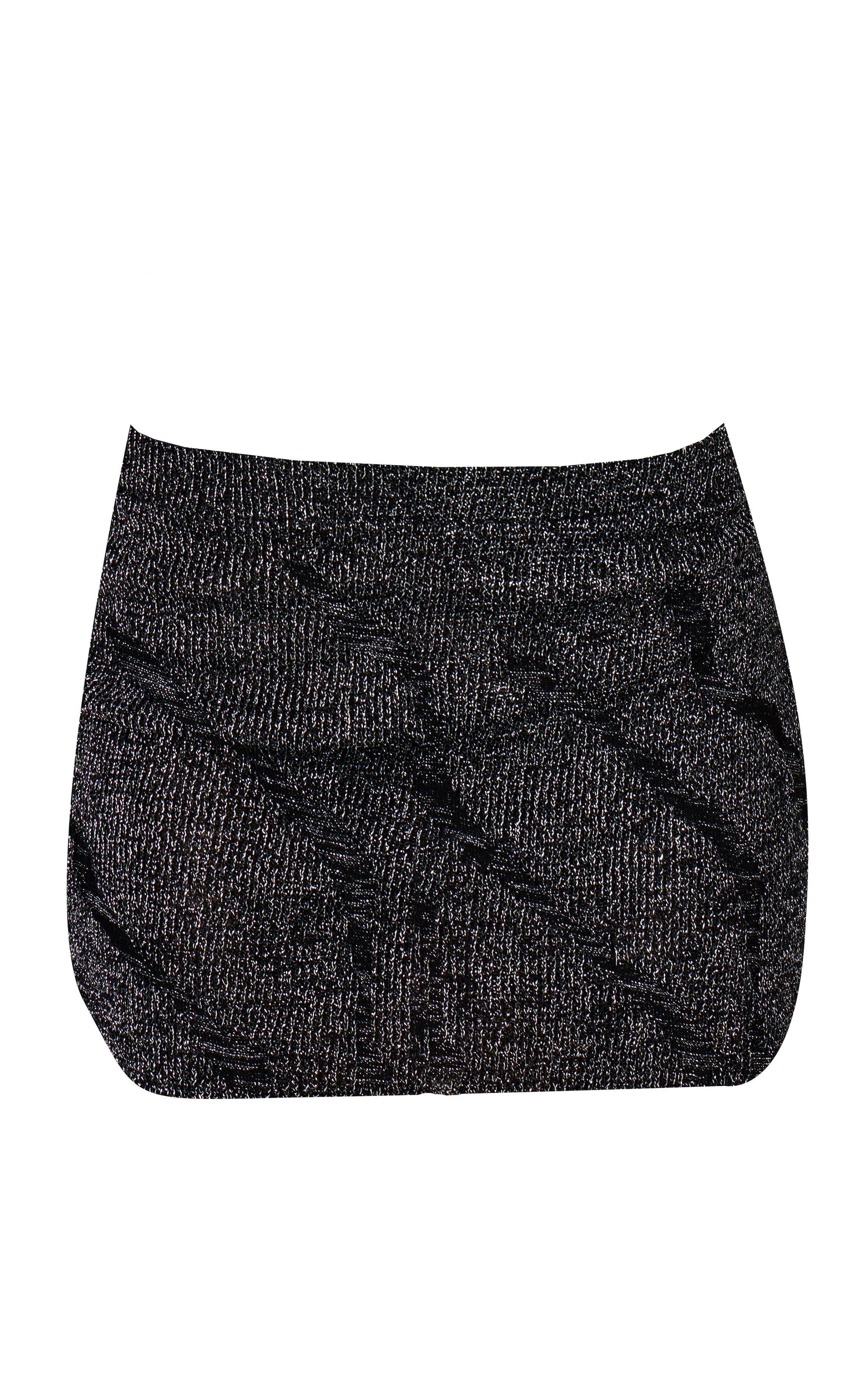 Black Lurex Knitted Contrast Detail Mini Skirt Product Image