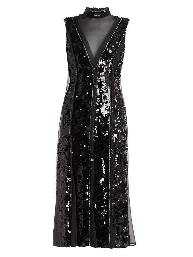 Womens Tyana Sequin-Paneled Midi-Dress Product Image