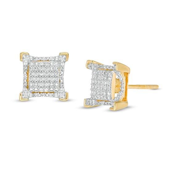 Men's 1/5 CT. T.w. Square Composite Diamond Gothic-Style Frame Stud Earrings in 10K Gold Product Image