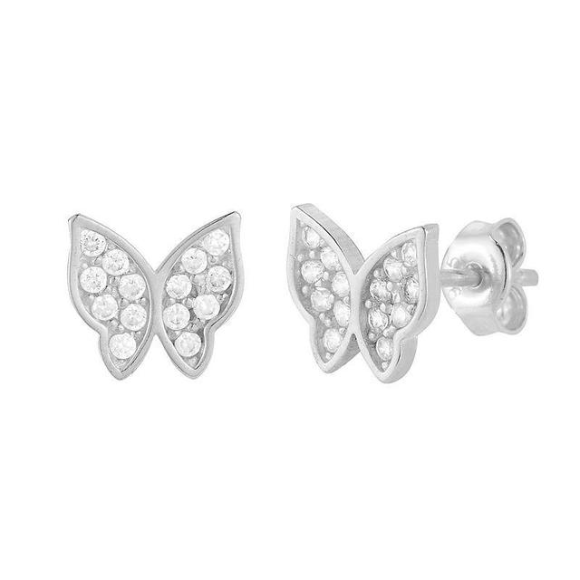 Sunkissed Sterling Butterfly Cubic Zirconia Stud Earrings, Womens, Silver Product Image