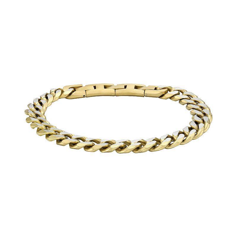 LYNX Mens Stainless Steel Curb Chain Bracelet Gold Tone Product Image