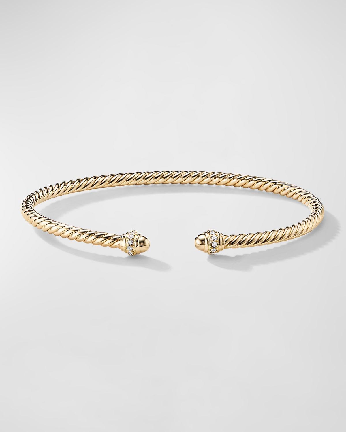 David Yurman Cable Spira Bracelet in 18K Gold with Diamonds, Small Product Image