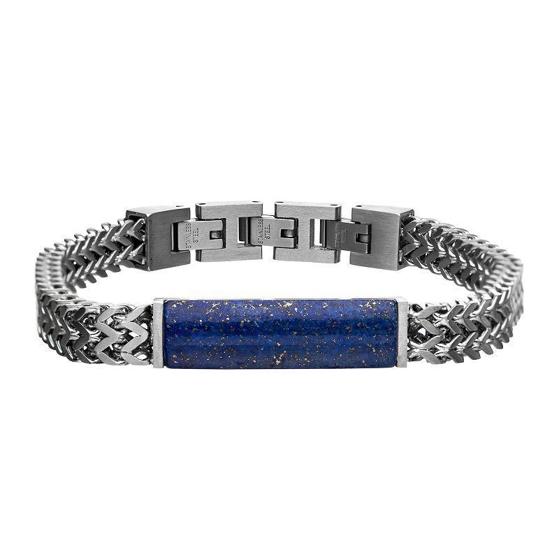 Mens Double Franco Chain Stone Bracelet Blue Product Image