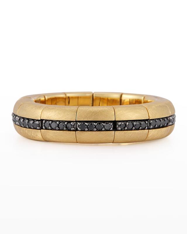 Mens Yellow Gold Matte Pura Black Diamond Eternity Ring Product Image