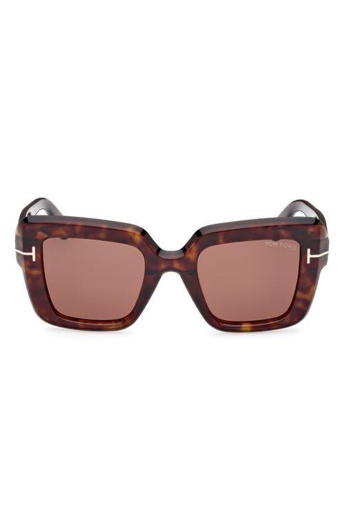 TOM FORD Esme Tortoise Acetate Square Sunglasses In Classic Havana Brown Product Image