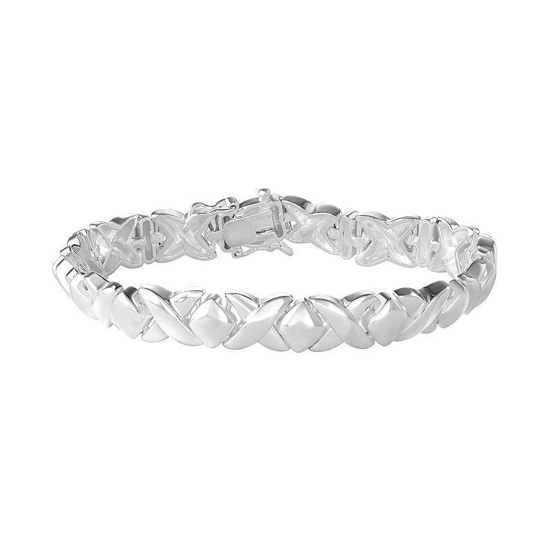 Sterling Silver Hugs and Kisses Links Bracelet, Womens Silver Tone Product Image