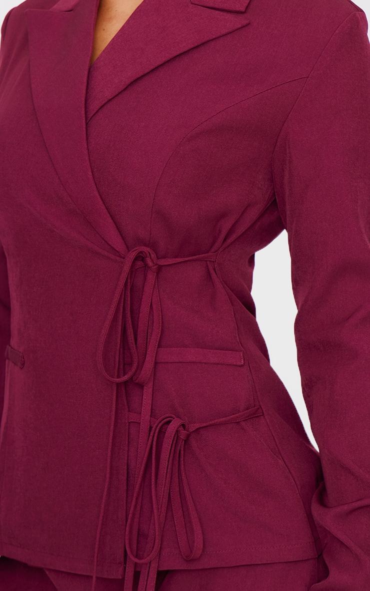 Burgundy Premium Tailored Woven Wrap Front Romper Product Image