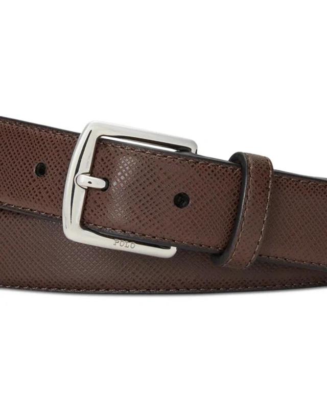 Men's Saffiano Leather Belt In Dark Brown Product Image