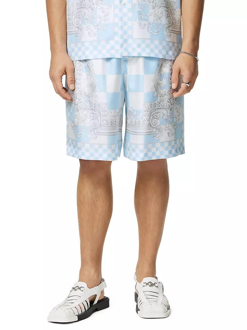 Medusa & Checked Silk Shorts Product Image