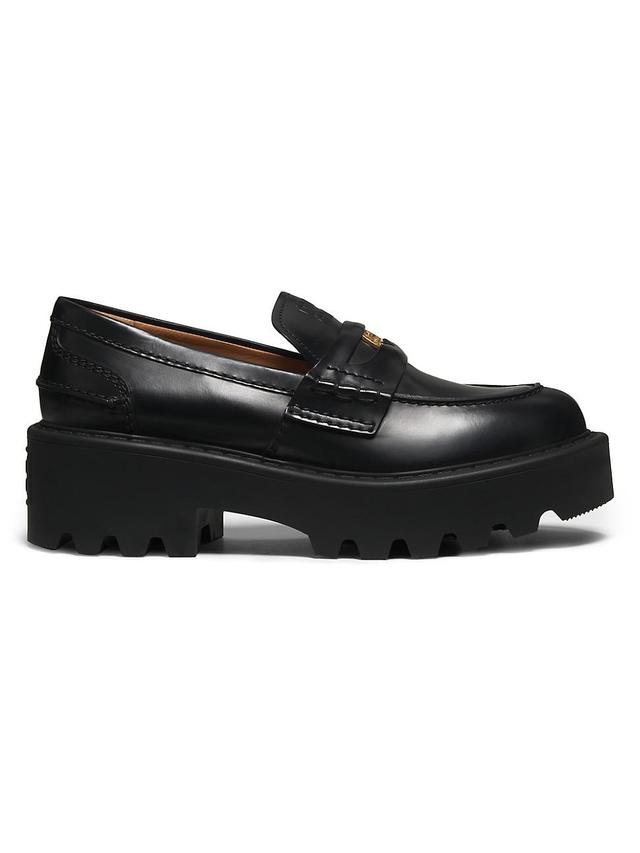 Womens Spazzolato Leather Loafers Product Image