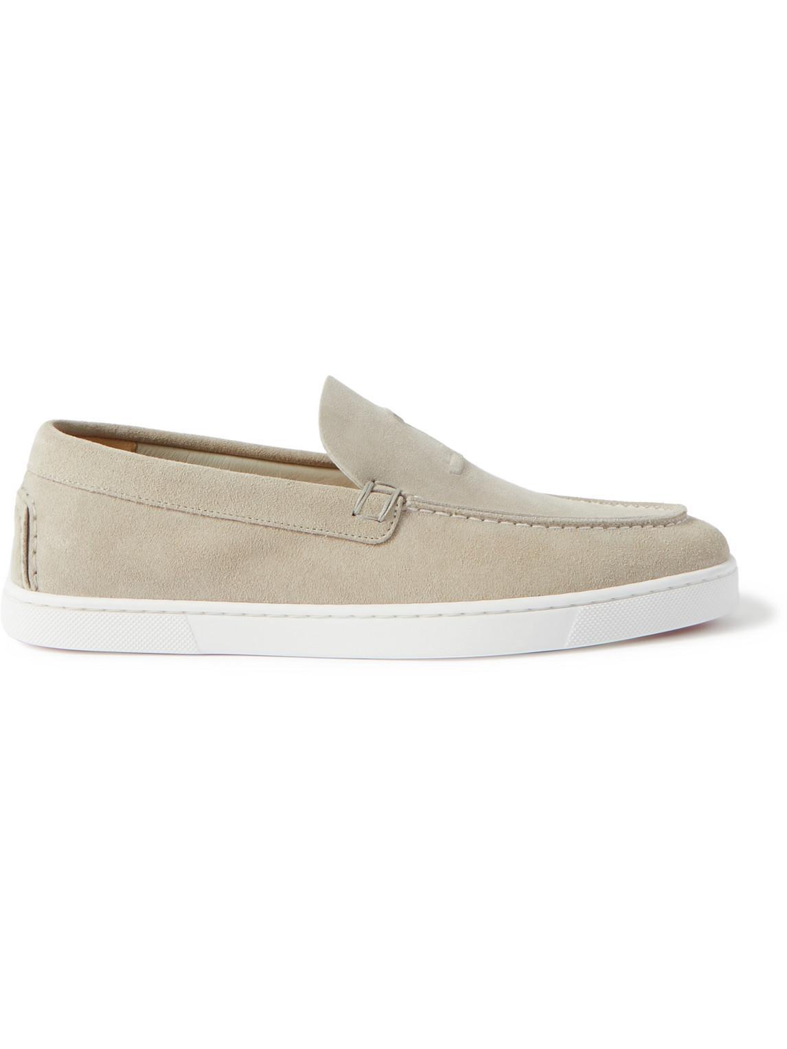 CHRISTIAN LOUBOUTIN Varsiboat Loafers In Grey Suede In Goose Product Image