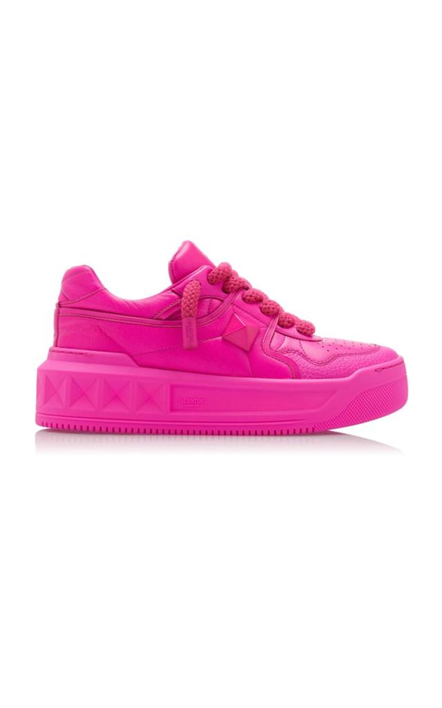 Pink One Stud Low-top Leather Sneakers Product Image