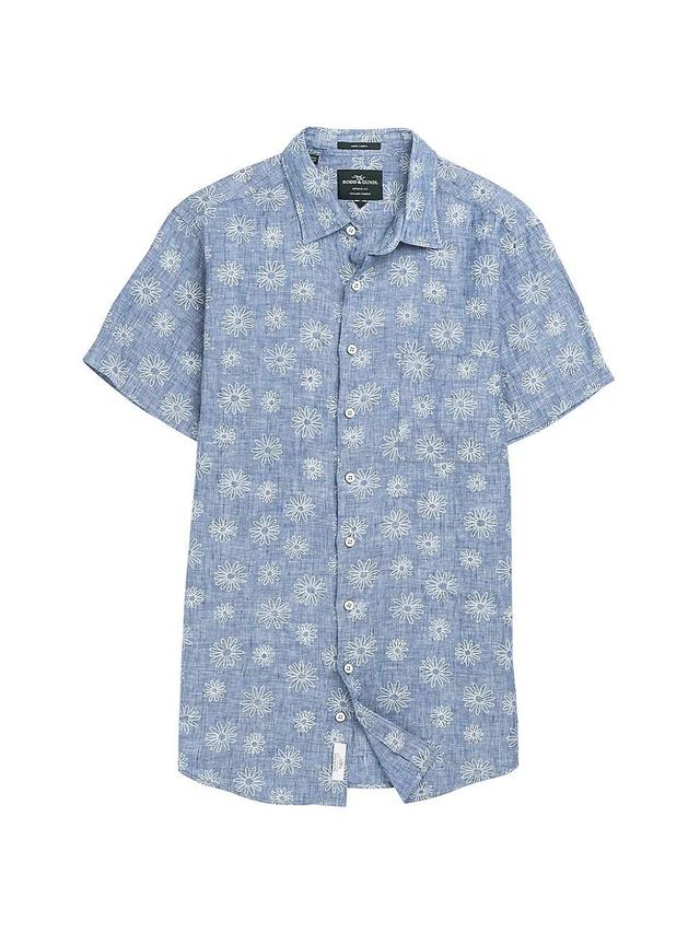 Mens Carleton Floral-Embroidered Linen Shirt Product Image