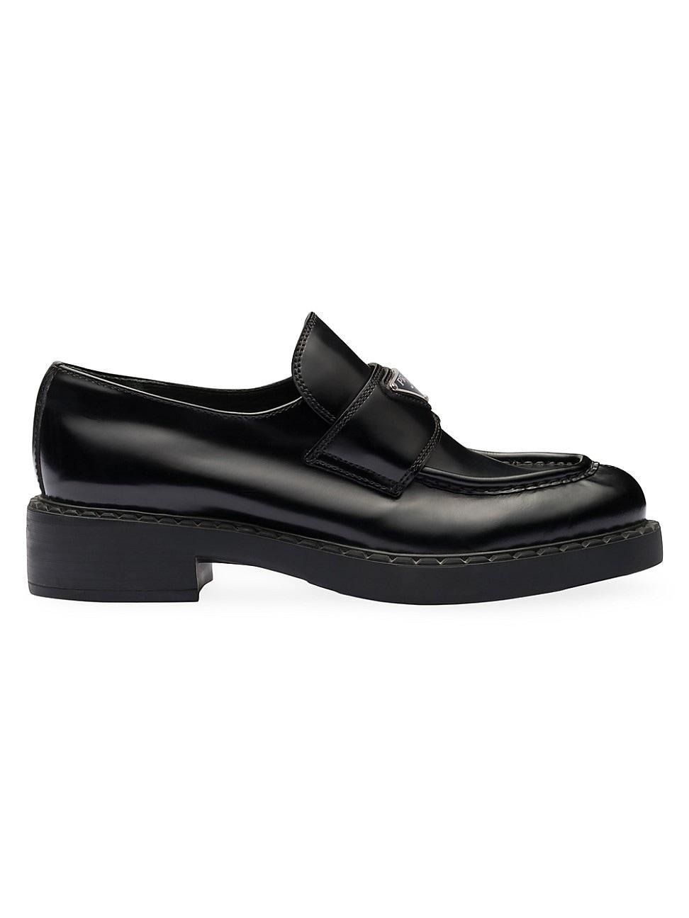 Womens Spazzolato Logo Platform Leather Loafers product image