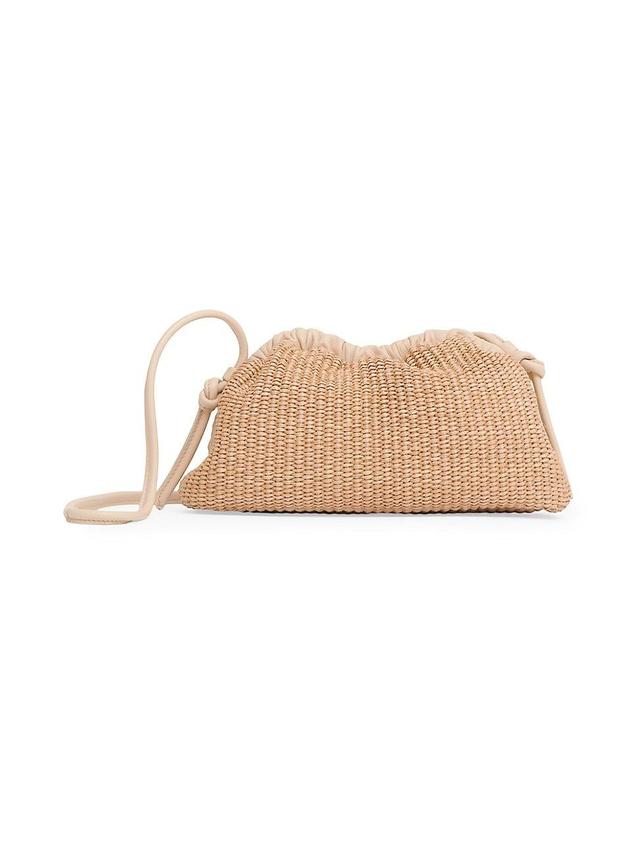 Womens Mini Cloud Raffia & Leather Clutch Product Image