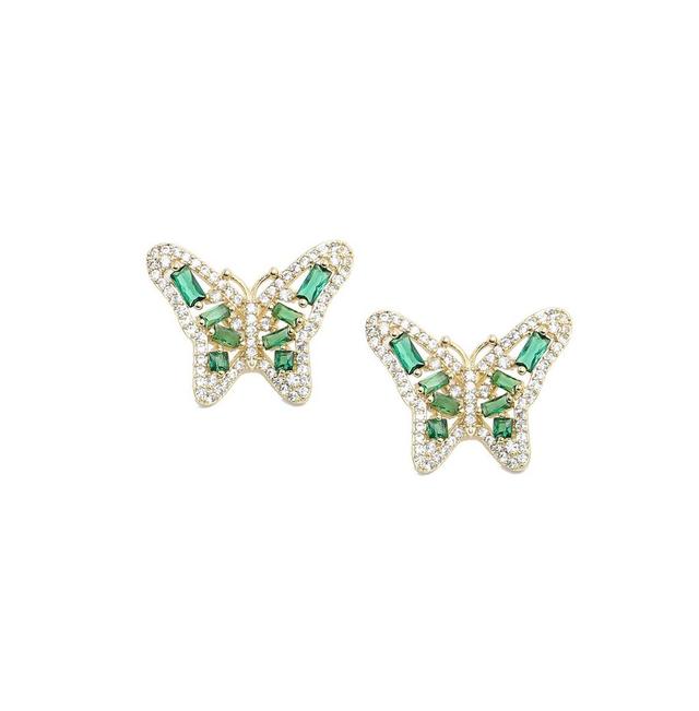 Sohi Womens Crystal Butterfly Stud Earrings Product Image