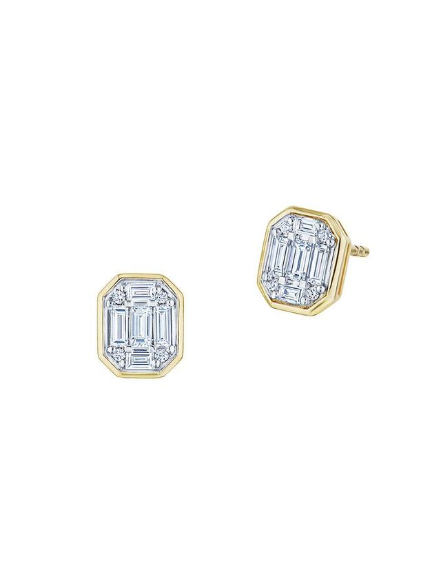 Womens Sunburst 18K Yellow Gold & 0.44 TCW Diamond Earrings Product Image