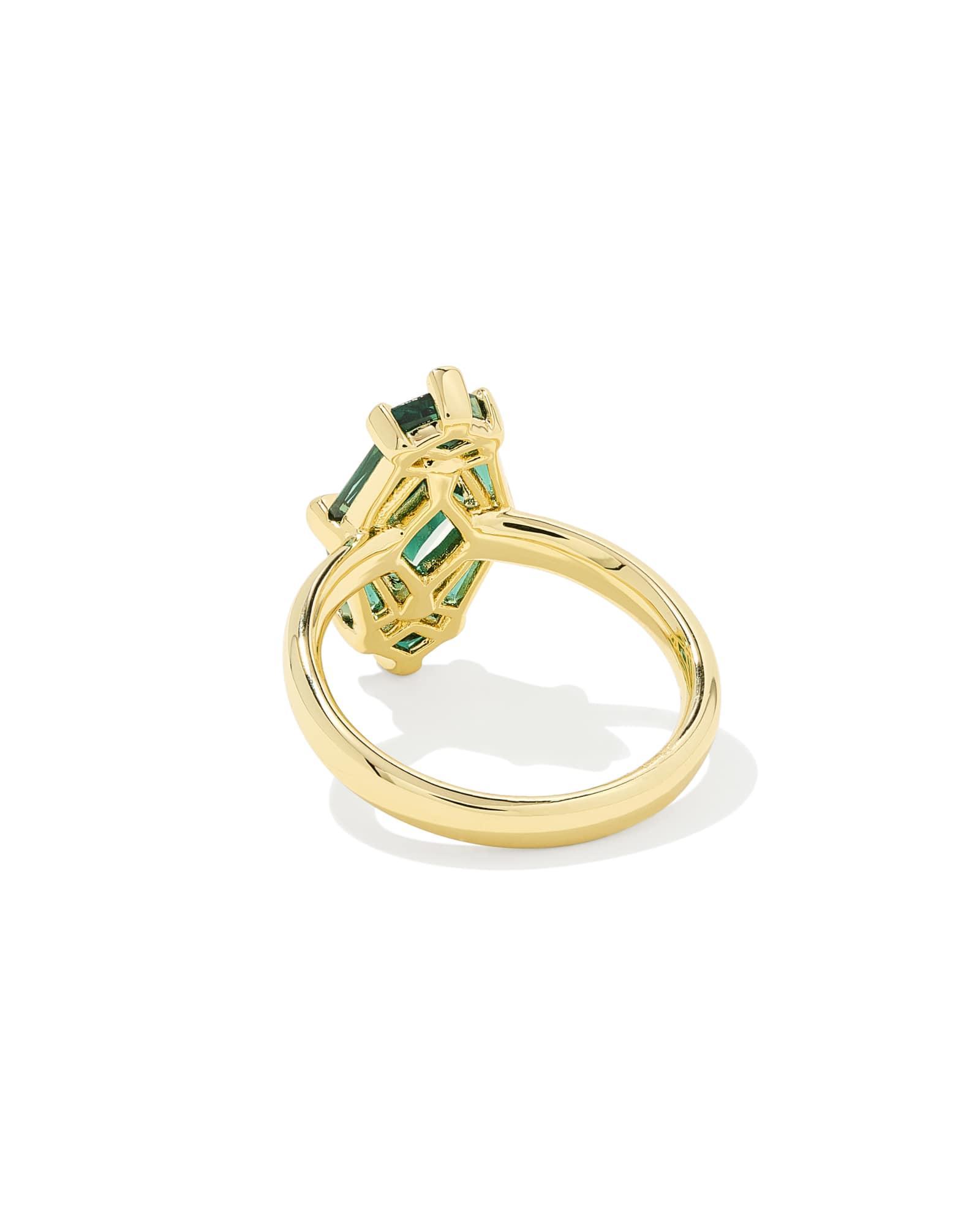 Lindy Rae Elyse Gold Cocktail Ring in Green Crystal Product Image