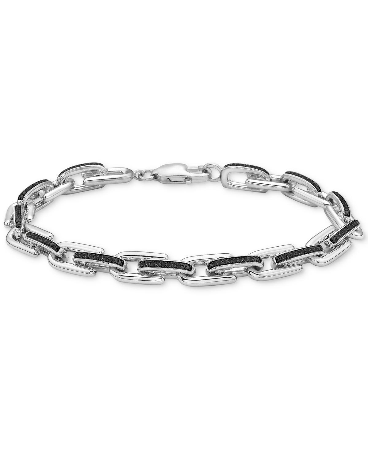 Mens Black Diamond Link Bracelet (1/2 ct. t.w.) in Sterling Silver Product Image