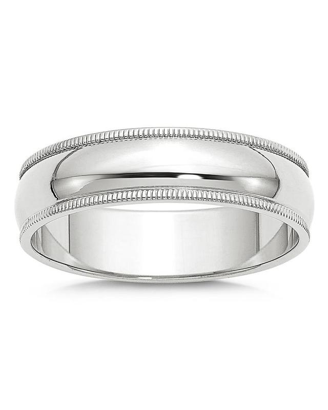 Bloomingdales Mens 6mm Half Round Milgrain Band in 14K White Gold - 100% Exclusive Product Image