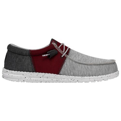 HEYDUDE Mens HEYDUDE Wally Tri Varsity - Mens Running Shoes Grey/Grey/Red Product Image