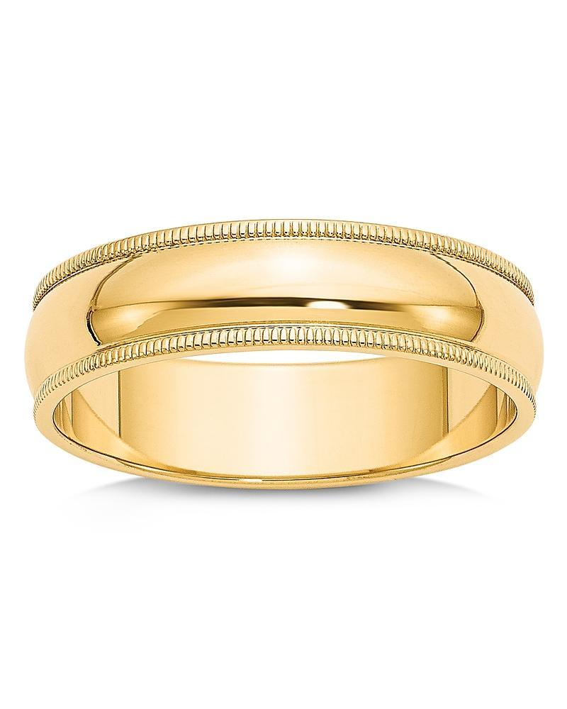 Bloomingdales Mens 6mm Milgrain Half Round Wedding Band 14K Yellow Gold - 100% Exclusive Product Image