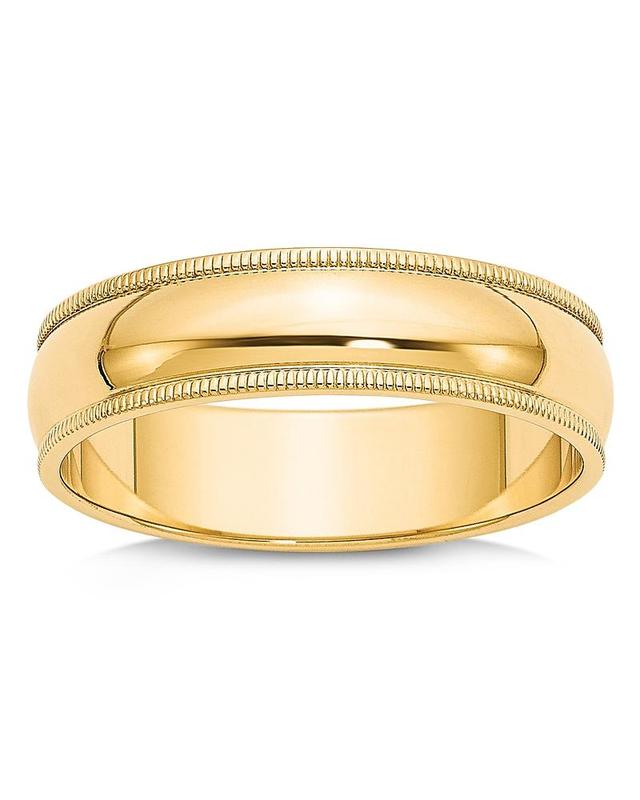 Bloomingdales Mens 6mm Milgrain Half Round Wedding Band 14K Yellow Gold - 100% Exclusive Product Image