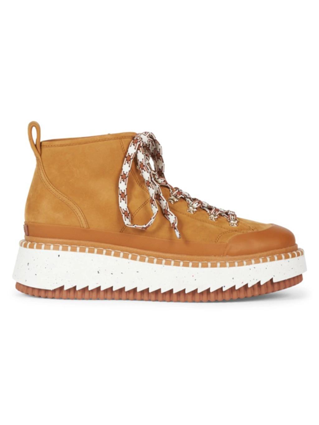 CHLOÉ Lilli Chunky-sole Contrast-laces Leather Boots In Autumnal Brown Product Image