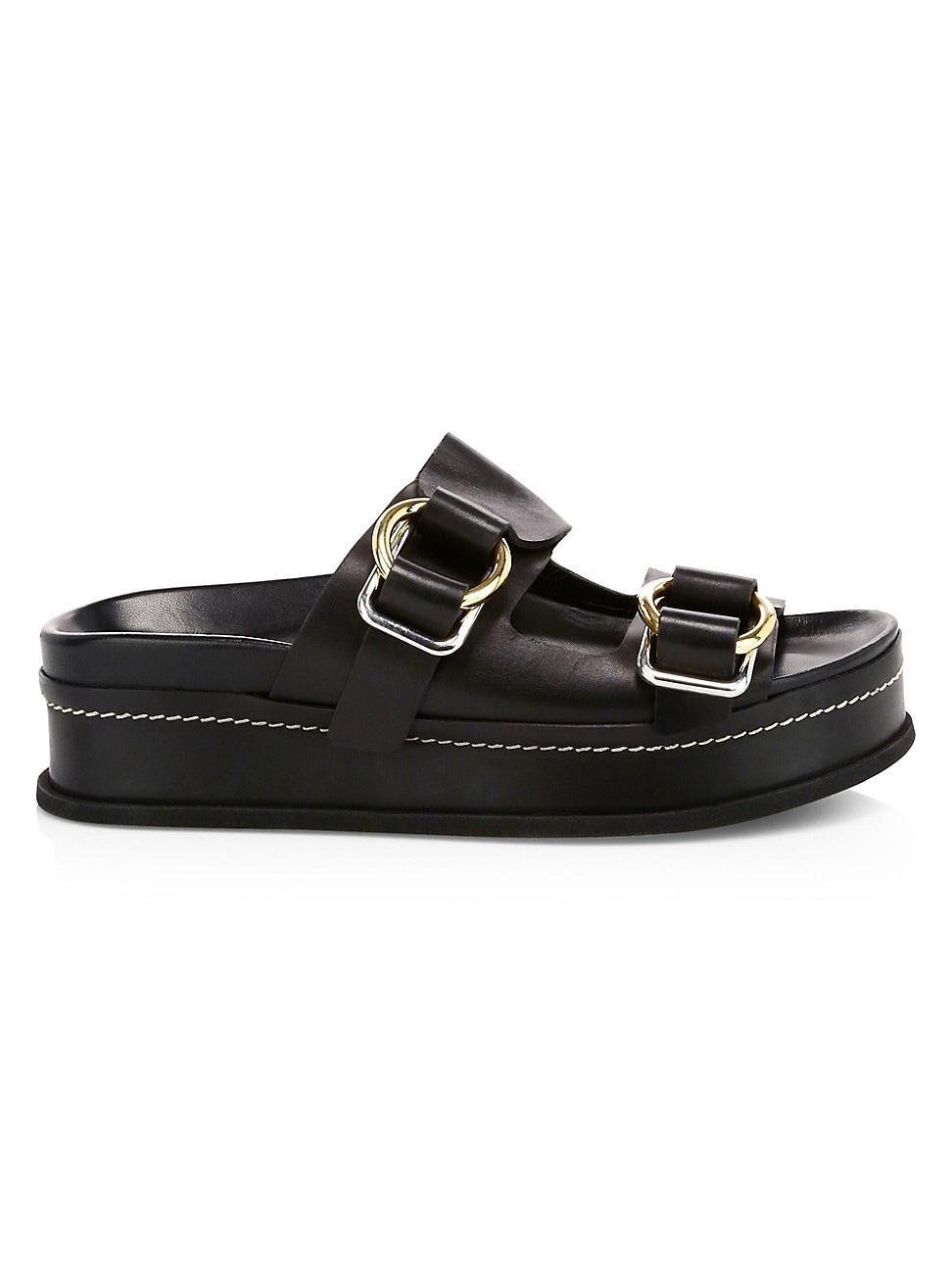 Womens Freida Buckle Leather Flatform Sandals Product Image