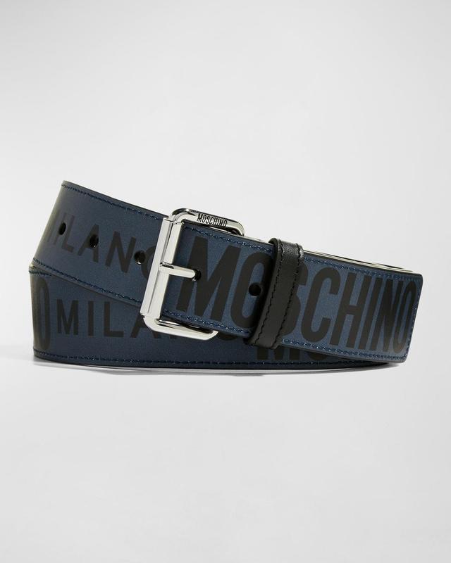 Mens Allover Logo Leather Belt Product Image