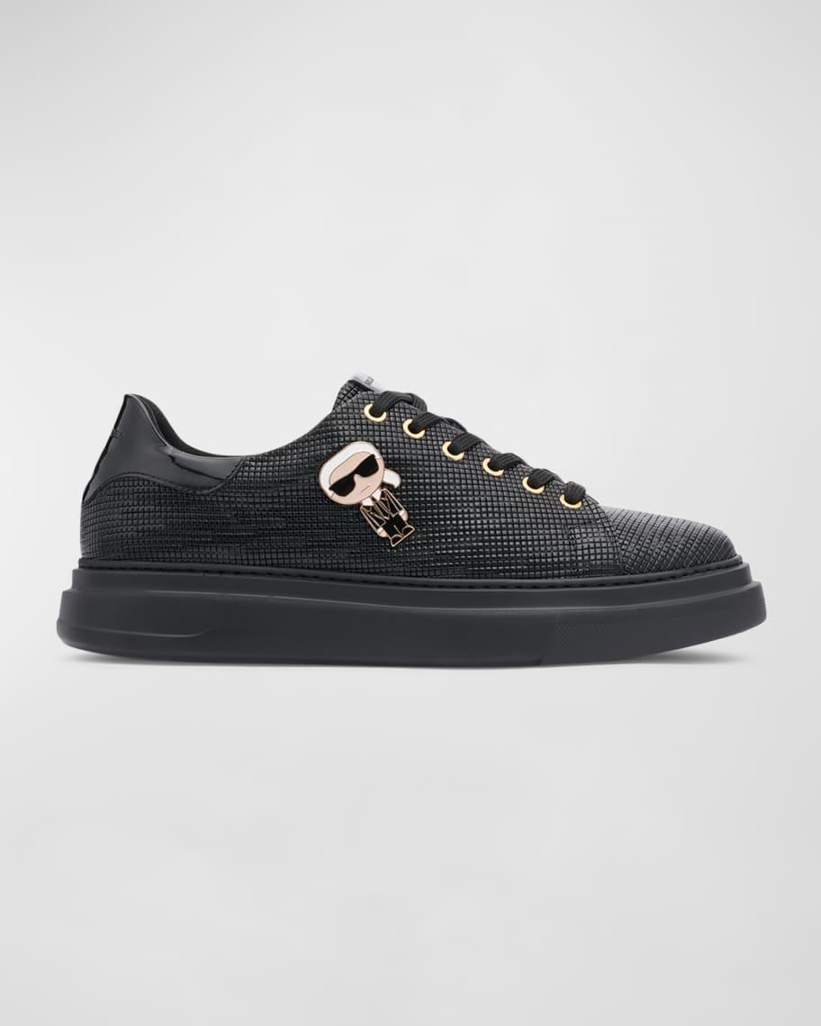 Men's Low-Top Printed Leather Sneakers with Karl Pin Product Image