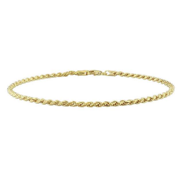 Stella Grace 18k Gold Over Silver 2.2 mm Rope Chain Anklet, Womens Yellow Product Image