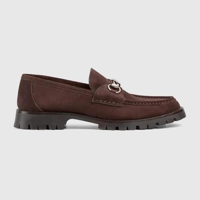 GUCCI Horsebit Suede Loafers In Brown Product Image