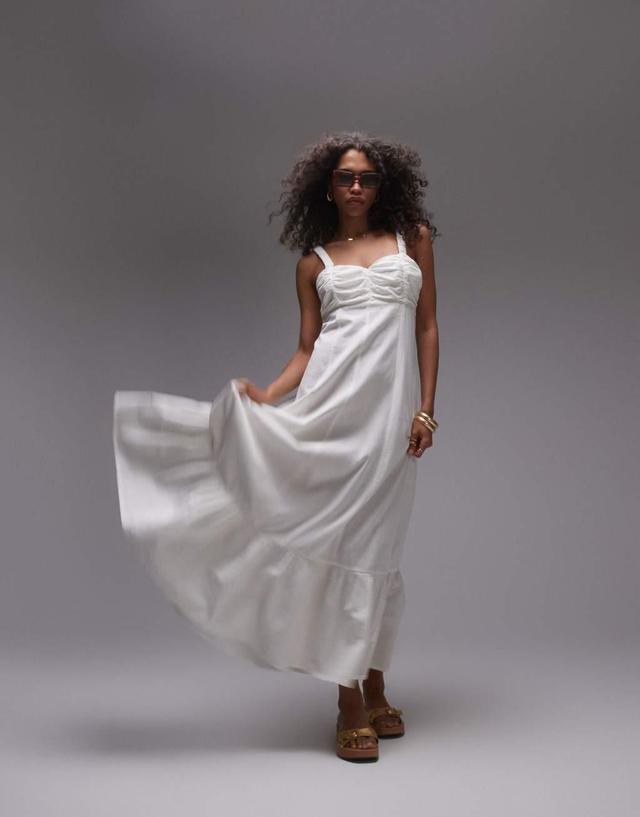 Topshop strappy linen look square neck midi sundress Product Image