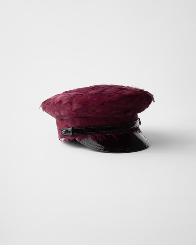 Patent leather and feather hat Product Image