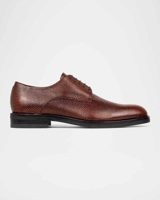 Men's Russell Lizard-Print Leather Derby Shoes Product Image