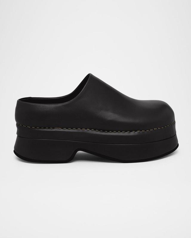 Men's Stone Leather Platform Clogs Product Image