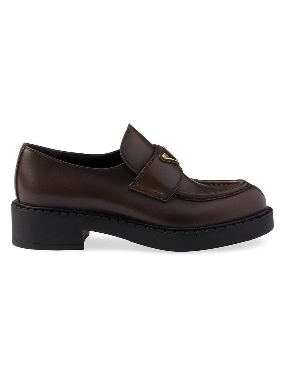 Womens Chocolate Leather Loafers product image