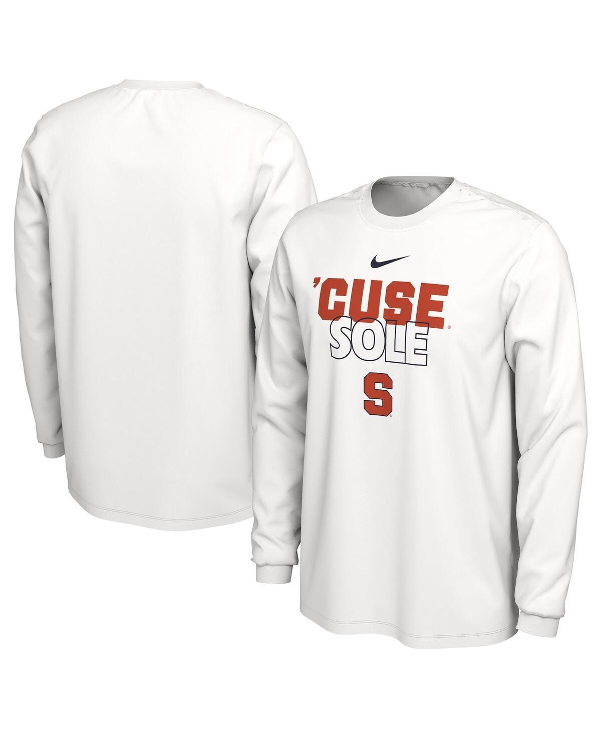 Mens Nike White Syracuse Orange On Court Long Sleeve T-shirt Product Image