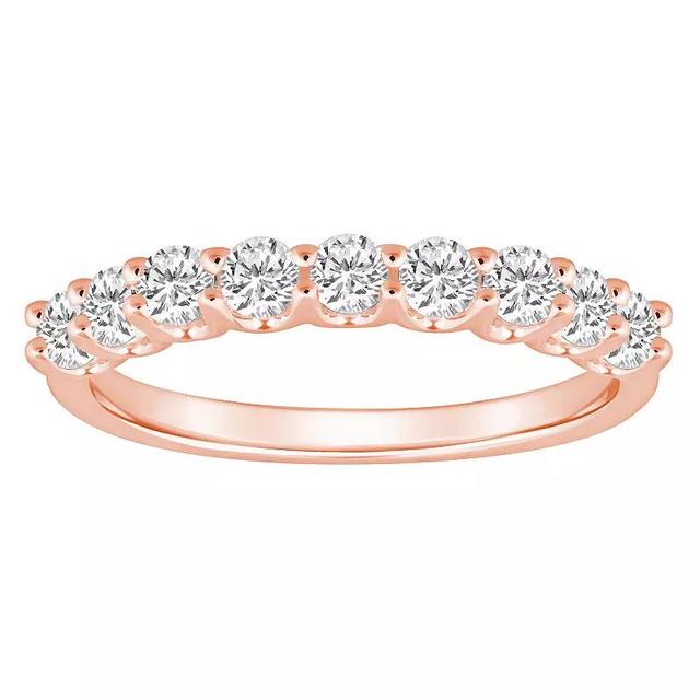 Alyson Layne 14k Gold 9/10 Carat T.W. Diamond 9-Stone Wedding Band, Womens Pink Product Image