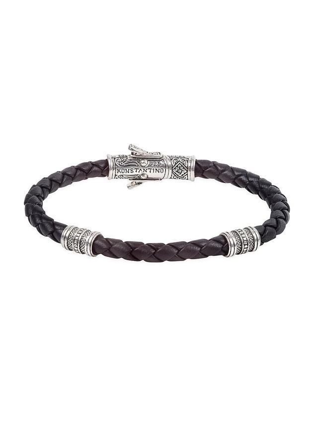 Womens Perseus Sterling Silver & Leather Bracelet Product Image