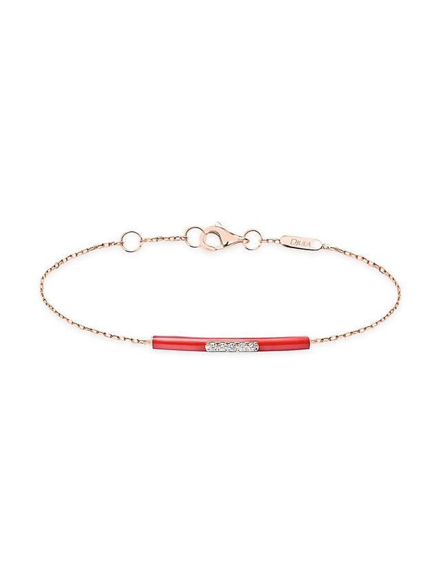 Womens Marbella Red Enamel 14K Gold Diamond Bracelet Product Image