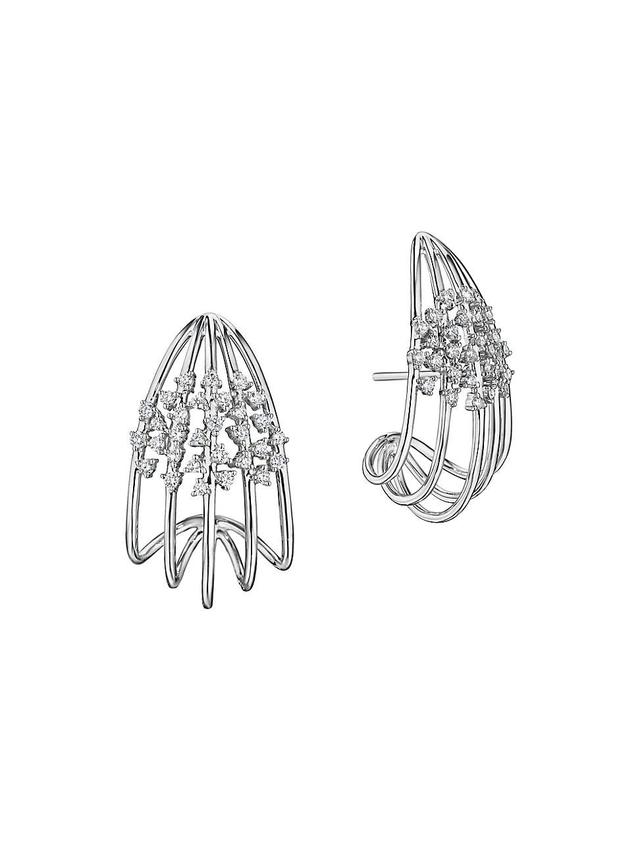 Womens Luminus 18K White Gold & Diamond Cage Earrings Product Image