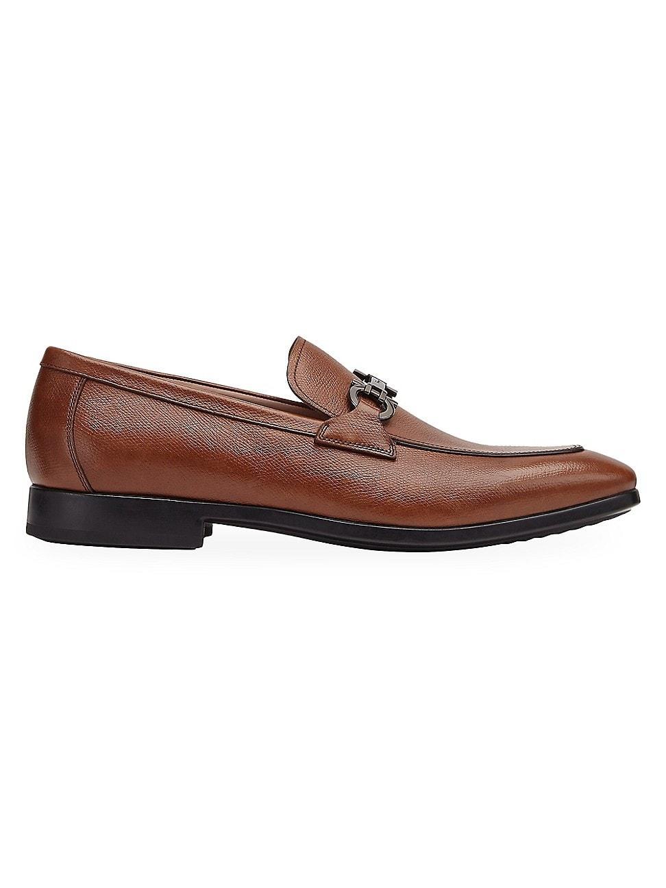 Ferragamo Mens Ree Double Gancini Bit Leather Loafers - Wide Product Image