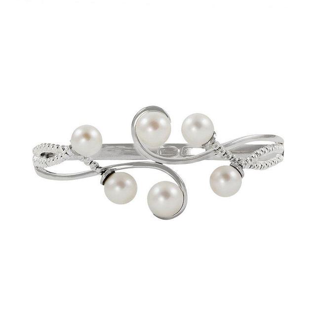 Sterling Silver Freshwater Cultured Pearl Bead Bangle Bracelet, Womens Product Image