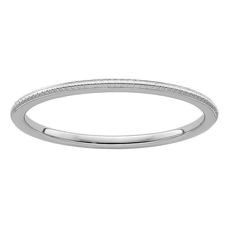 Stacks & Stones 10k Gold 1.2 mm Bead Textured Stackable Band, Womens, 10k White Gold Product Image