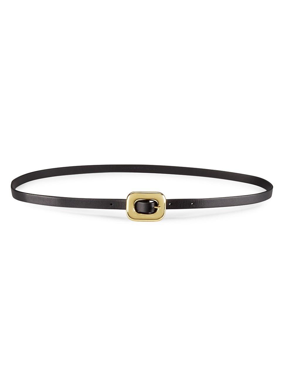 Bottega Veneta Oval Buckle Slim Leather Belt Product Image