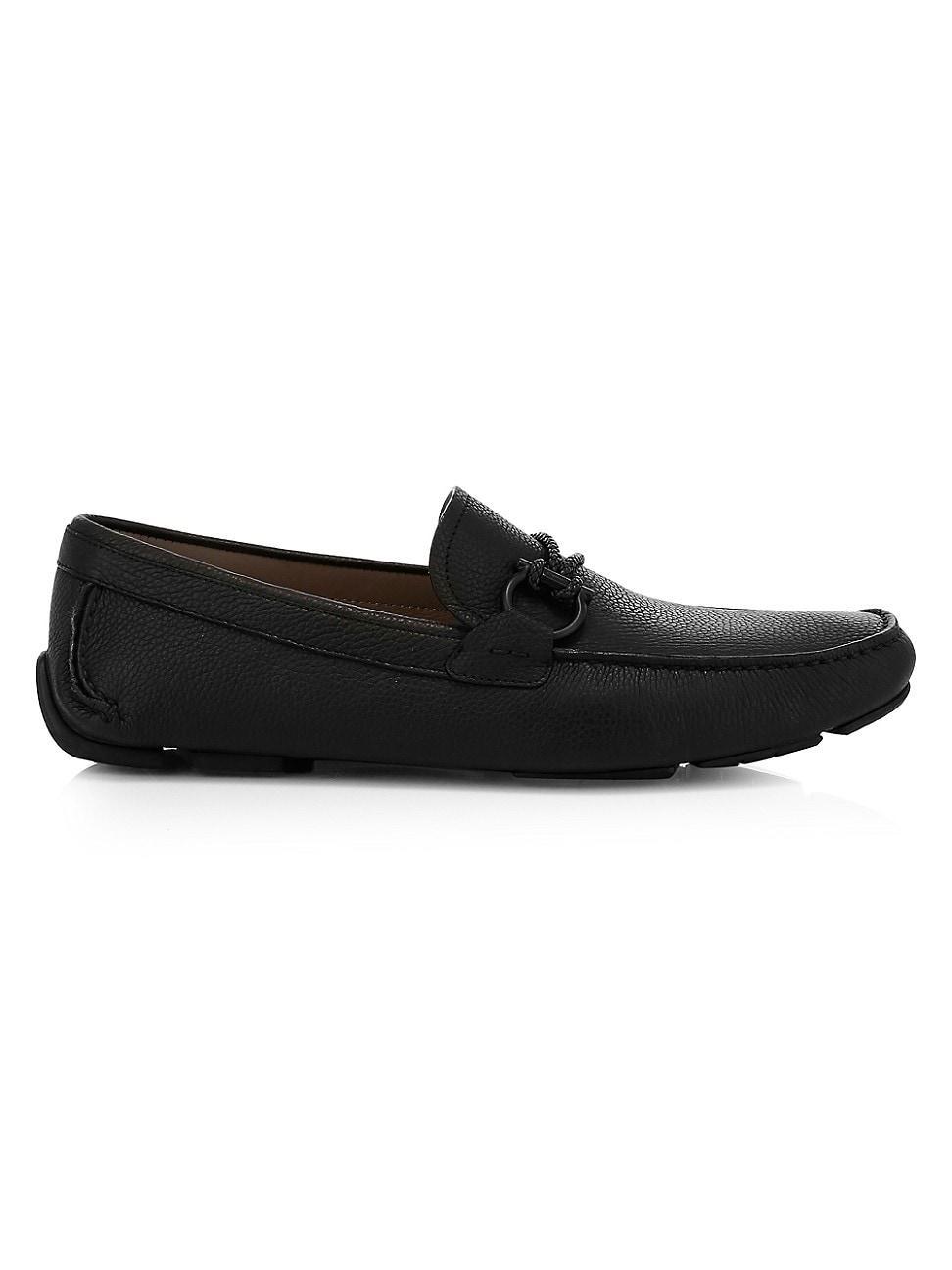 Mens Front Buckle Leather Driver Loafers Product Image