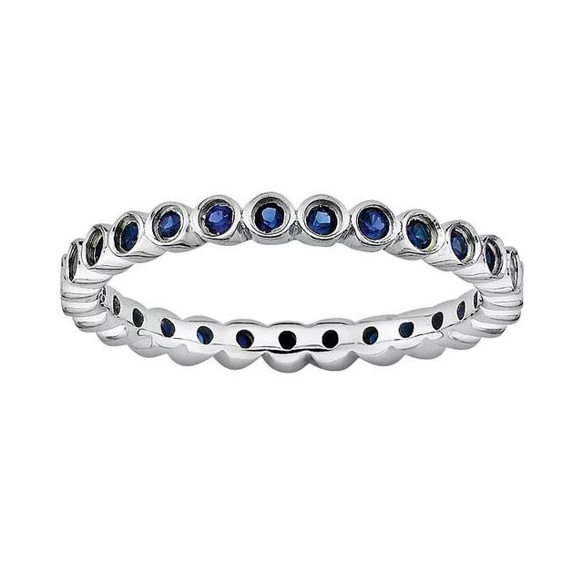 Stacks & Stones Sterling Silver Lab-Created Sapphire Stack Ring, Womens Blue Product Image